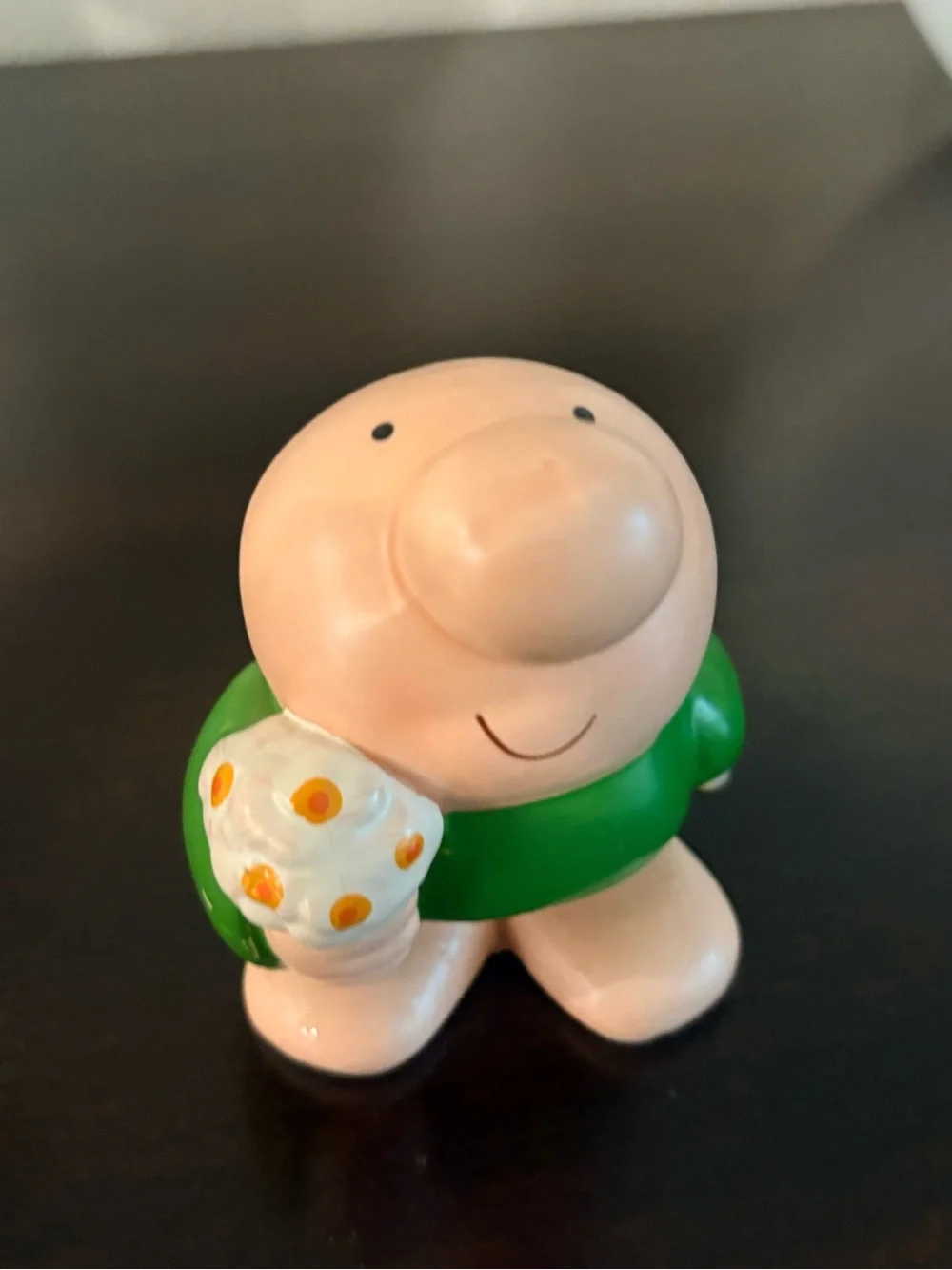 Vtg Retro 1980s Ziggy Ceramic Figurine with Flowers T. Wilson Whimsical Kitsch